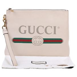 Gucci White Three Stripe Logo Strap Clutch Bag White