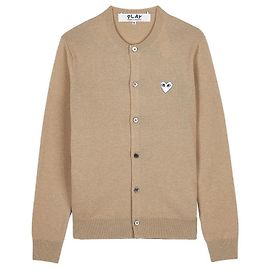 Comme Des Garcons CAMEL Unisex Cardigan Weiß mit Herz-Patch Orange
