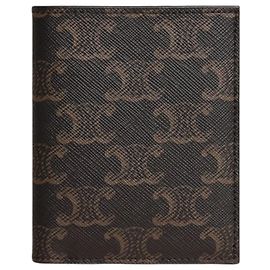 Céline Carteira Compacta Triomphe Canvas Preta Preto