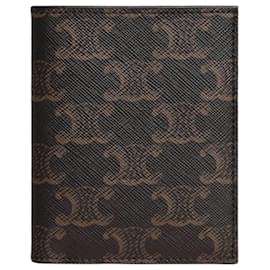 Céline Compact Wallet Triomphe Canvas Black Black