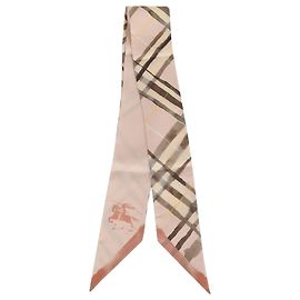 Burberry Lenço de seda com padrão xadrez Marrom