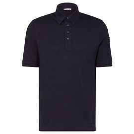 Moncler Double Leather Logo Poloshirt Navy Schwarz