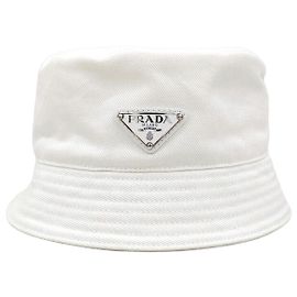 Prada White Triangle Logo Re-Nylon Bucket Hat White