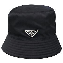 Prada Triangle Logo Re-Nylon Bucket Hat Black
