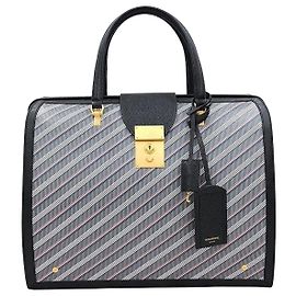 Thom Browne Nuevo maletín de cuero con estructura de lona revestida MR.THOM Multicolor