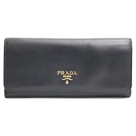 Portefeuille long en Saffiano Prada Noir