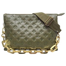 Louis Vuitton Borsa a tracolla con catena e cuscino monogramma kaki Marrone