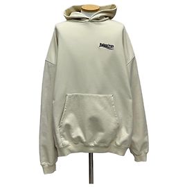 Balenciaga Oversized-Kapuzenpullover mit besticktem politischem Kampagnenlogo Weiß