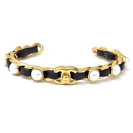 Chanel Bracciale con catena in pelle e perle Multicolore
