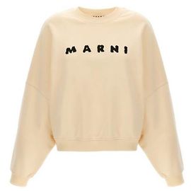 Marni Baumwoll-T-Shirt mit Rundhalsausschnitt und Logo-Print Weiß