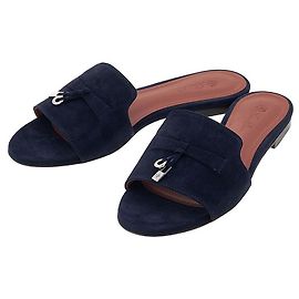 Loro Piana Women's Summer Suede Sandals Black