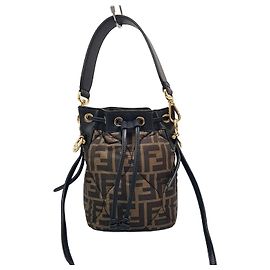 Fendi Borsa a secchiello in seta Montrezo Marrone