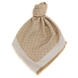 Gucci Sciarpa in seta e lana Marrone