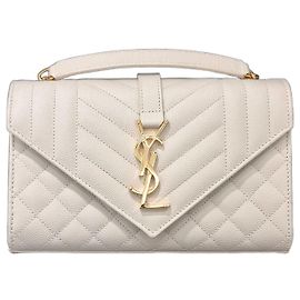 Saint Laurent Bolsa de Ombro com Corrente Monogram Branco