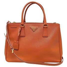 Prada Papaya Saffiano Lux Tote Shoulder Bag Orange