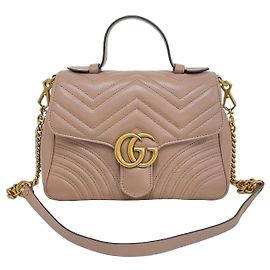 Gucci Borsa Matelassé Marmont con manico e tracolla Marrone
