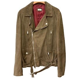 Brunello Cucinelli Suede Leather Rider Jacket Brown Brown