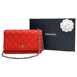 Chanel Borsa a tracolla mini Caviar WOC Silver Red Series Rosso