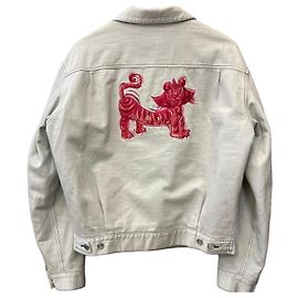 Dior KENNY SCHARF Bomber Denim Jacke Weiß