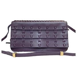 Bottega Veneta Bolsa de Ombro em Couro Nappa Roxo Dourado Roxo