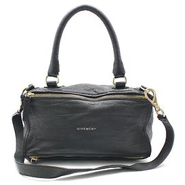 Givenchy Black Leather Pandora Medium Gold-tone Shoulder Bag Black