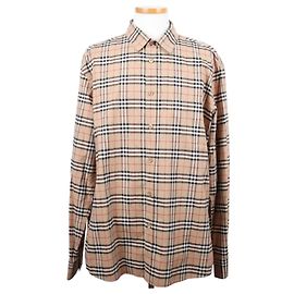Burberry Camisa de algodão Archive Beige Marrom