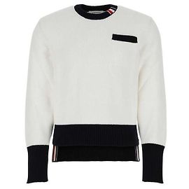 Thom Browne Drei-Streifen-Strick mit Tasche Silber