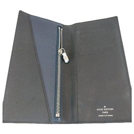 Louis Vuitton Black Navy Leather Taiga Alexandre Men's Long Wallet Blue