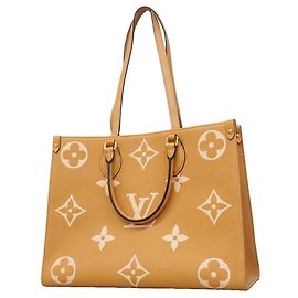 Sac cabas Louis Vuitton Monogram Empreinte Bicolor OnTheGo MM Écru
