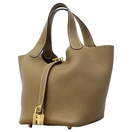 Hermès Bolsa Hermes Picotin Lock PM Taupe