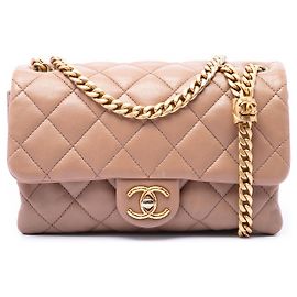 Chanel Marrone Small Quilted Lambskin Pillow Crush Flap Marrone Carne