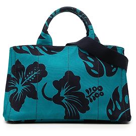 Prada Blue Canvas Canapa Hawaii Tote Blue Other