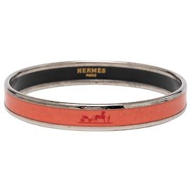 Hermès Orange Narrow Caleche Email Armband 65 Orange