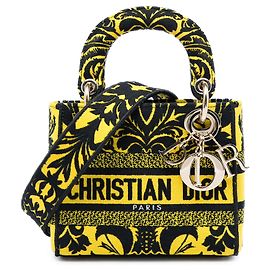 Lady D Lite Petites Fleurs em lona bordada amarela Dior Amarelo