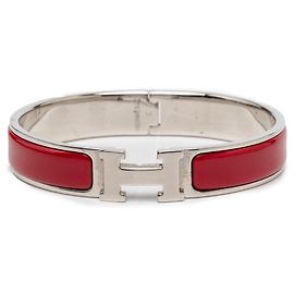Hermès Red Narrow Enamel Clic H Bracelet PM Red Dark red