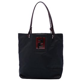 Fendi Black Nylon FF Handbag Black