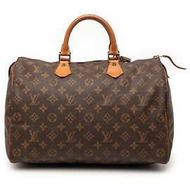 Louis Vuitton Marrom Monogram Speedy 35 Marrom