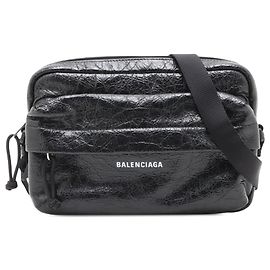 Bolsa de câmera Explorer em couro preto Balenciaga Preto
