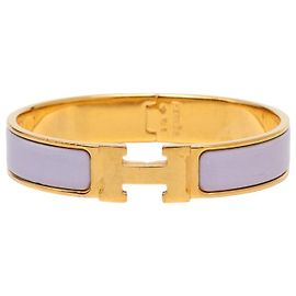 Pulseira Hermès Clic H Narrow Enamel Purple PM Roxo Lavanda