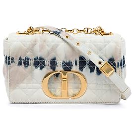 Dior White Small Tie Dye Denim Caro Crossbody Blanc Blanc cassé
