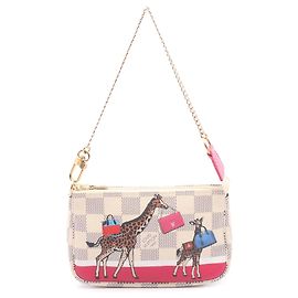 Louis Vuitton Mini Pochette Accessoires Giraffe in Damier Azur bianco Bianco