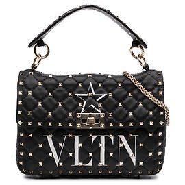 Sac à main Valentino Black Medium Lambskin VLTN Rockstud Spike Noir