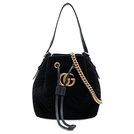 Borsa a secchiello Gucci Black GG Marmont 2.0 Matelasse Velvet Nero