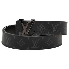 Louis Vuitton Gürtel Black Monogram Eclipse LV Initiales Reversibel Schwarz