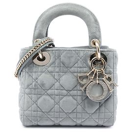 Lady Dior mini en velours cannage gris Dior Marron