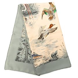 Pañuelo de seda Hermès Beige Halte en Camargue 90 Beige