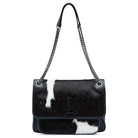 Saint Laurent Niki en poil de pony noir, taille Medium Noir