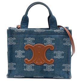 Céline Cabas Thais Triomphe en denim bleu Small de Celine Bleu