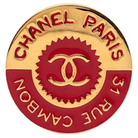 Broche Chanel Coco Mark Roja Dorado