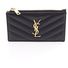 Tarjetero de cuero negro Yves Saint Laurent Negro